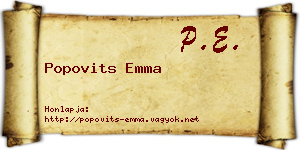 Popovits Emma névjegykártya
